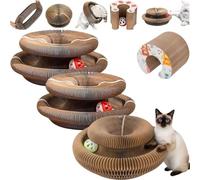 Kitty Spin,Kittyspin,Griffoir pour Chat,Carton avec Balle,Grattoir Pliable et Transformable,Jouet Interactif pour Cat Interieur,Balle Interactive Chat D'intérieur Nouveauté (3pc)