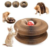 Kitty Spin,twistou Griffoir Chat Furilla,twistou Jeu Chat,Kitty Kurlz,Kitty Kurlz Cats Toy, Foldable Accordion Cat Toy,Magic Organ Cat Scratcher Board for Indoor,with Bell Balls and Track Adventure-A