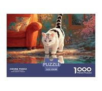 Kitty Walking on The Water Surface 1000 Pièces Carton Premium Lot de Puzzles Cute Cat Anti-Stress Défi Unique Puzzles pour Adultes Et Enfants 52x38cm/1000pcs
