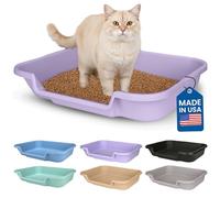 KittyGoHere Bac à litière pour Chat Senior, entrée Basse, Taille Confortable, idéale pour Les Chats âgés et arthritiques, Lavande Taille L