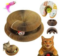 Kittyshifter Griffoir Modulable, Griffoir pour Chat avec Balle Cloche, 2 en 1 Pliable Magic Organ Cat Scratching Board, pour Chats Tout âGe, Instinct De Chasse FéLins (A Tête de Chat Blanche)