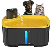 Kittyspout Fontaine a Eau pour Chien sans Fil, 8L Fontaine Chat/Grand Chien avec Détecteur de Mouvement, Fontaine pour Chiens avec Batterie 4000mAh (Jaune, Jaune)