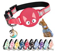 Kittytag Collier Chat avec Accessoire Compatible avec Airtag Apple,Réfléchissant et Lumineux GPS Chat avec Anti étranglement,Réglable,GPS Airtag Non Inclus ! (Rouge)