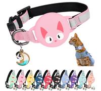 Kittytag Collier Chat avec Accessoire Compatible avec Airtag Apple,Réfléchissant et Lumineux GPS Chat avec Anti étranglement,Réglable,GPS Airtag Non Inclus ! (Cherry Blossom)