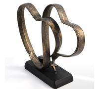 Kityemo Golden Deux Cœurs et Une Croix Sculpture - Cadeau d'anniversaire pour Couples, Parents ou Jeunes Mariés - Idée Cadeau Anniversaire de Mariage - Statue Romantique Décoration