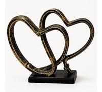 Kityemo Golden Deux Cœurs et Une Croix Sculpture en Résine - Cadeau d'anniversaire pour Couples, Parents ou Jeunes Mariés Statue Romantique Décoration Maison pour Mari, Femme et Couples