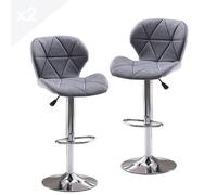 KITYTETY Lot de 2 Tabourets de Bar Design Contemporain - Pivotant 360° Chaises de Bar Hauteur Réglable - Lin Gris