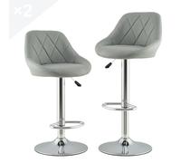 KITYTETY Lot de 2 Tabourets de Bar et Cuisine Design SIG - Chaises de Bar - Rotation à 360° et Hauteur Réglable (Gris)