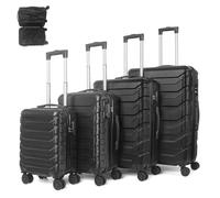 KITYTETY Set de 4 Valises Rigides Légeres - Avec Serrure à Combinaison - 4 Roues Pivotantes à 360° - ABS - Noir (XL, L, M, S)