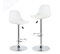 KITYTETY Tabourets de Bar et Cuisine Design SIG - Lot de 2 Chaises de Bar - Hauteur Réglable (Blanc)