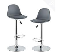 KITYTETY Tabourets de Bar et Cuisine Design SIG - Lot de 2 Chaises de Bar - Hauteur Réglable (Gris)