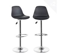 KITYTETY Tabourets de Bar et Cuisine Design SIG - Lot de 2 Chaises de Bar - Hauteur Réglable (Noir)