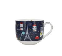 KIUB Bol Paris Tour Eiffel - motif Paris la nuit avec tous les symboles de Paris - 670ML