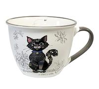 KIUB Bol timbale avec une anse - Motif chat noir - matière porcelaine fine - contenance 550ML