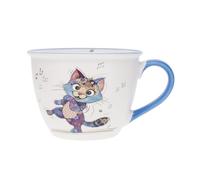 KIUB Bol timbale avec une anse - Motif chat qui danse sur la musique - matière porcelaine - contenance 550ML