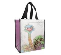 KIUB Cabas de courses en matière recyclée - motif Autruche regardant au loin avec son regard vif - format 30 * 26 cm avec épaisseur de 16CM