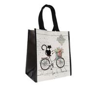 KIUB Cabas de courses en matière recyclée - motif Chat à vélo- format 30 * 26 cm avec épaisseur de 16CM