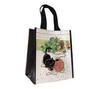KIUB Cabas de courses en matière recyclée - motif Chat jouant avec une pelote de laine- format 30 * 26 cm avec épaisseur de 16CM