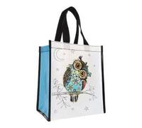 KIUB Cabas de courses en matière recyclée - motif Chouette avec ses yeux perçants - format 30 * 26 cm avec épaisseur de 16CM