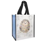 KIUB Cabas de courses en matière recyclée - motif jeune hérisson émerveillé par l'arrivée du printemps - format 30 * 26 cm avec épaisseur de 16CM