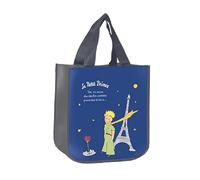 KIUB Cabas de courses en matière recy motif le Petit Prince avec sa rose et aussi la Tour Eiffel - format 31*26 cm avec épaisseur de 18CM, Blanc