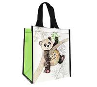 KIUB Cabas de courses en matière recy motif Panda sur son bambou- format 30 * 26 cm avec épaisseur de 16CM