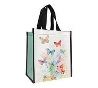 KIUB Cabas de courses en matière recyclée - motif papillons multicolores voletant en groupe - format 30 * 26 cm avec épaisseur de 16CM