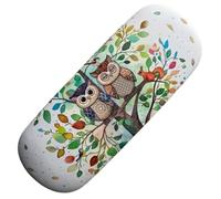 KIUB Etui à lunettes rigide - motif couple de chouettes sur leur branche