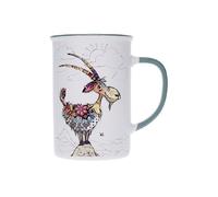 Kiub Grand mug avec des animaux - motif bouquetin au sommet de sa montagne - matière porcelaine fine - contenance 360ML