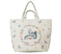 KIUB Grand sac cabas : rencontre d'un hérisson et d'un ecureuil dans un jardin merveilleux - fond large de 18CM - coton de très bonne qualité