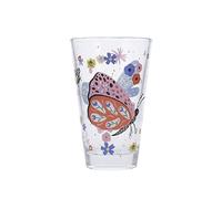 KIUB Grand verre avec une libellule et un papillon parmi leurs amies les fleurs d'été - 310 ml - hauteur 12,5CM