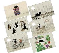 KIUB Lot de 6 Sets de Table Assortis - Les Chats dans Tous Leurs états : Cyclistes, Musiciens, touristes à Paris, somnolant tranquillement