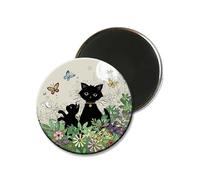 KIUB : Magnet Rond Chat Chaton Jardin 5,5cm