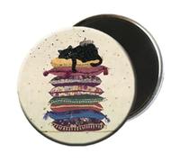 KIUB : Magnet Rond Chat sur des Coussins - Diamètre 5,5cm