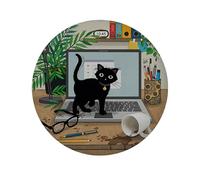 KIUB : Magnet Rond Chaton Ordinateur - Diamètre 5,5cm