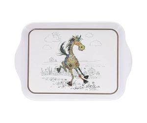 KIUB Mini Plateau avec des animaux - motif Cheval - mélamine de qualité - Taille Mini 14*21 CM