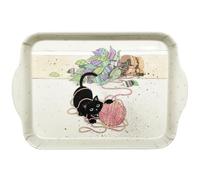 KIUB Mini Plateau avec un chat - Motif chat jouant avec une pelote de laine- mélamine de qualité - Taille Mini 14*21CM