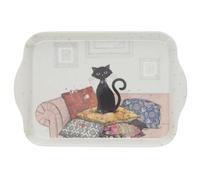 KIUB Mini Plateau chats - motif chat assis paisiblement sur des coussins moelleux - mélamine de qualité - Taille Mini 14 * 21 CM