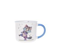 KIUB Mini tasse expresso - motif chat qui danse - porcelaine fine - contenance 125ML et hauteur 6,5CM