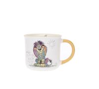 KIUB Mini tasse expresso - motif lion assis majestueusement dans sa savane - porcelaine fine - contenance 125ML et hauteur 6,5CM