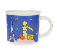 KIUB Mini tasse expresso - motif Petit Prince et son renard prêt de la Tour Eiffel de Paris - fond bleu - porcelaine fine et hauteur 7,5CM