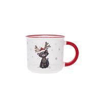 KIUB Mini tasse expresso NOEL - motif chat noir fetant Noel - porcelaine fine - contenance 125ML et hauteur 6,5CM