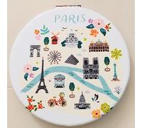 KIUB Miroir de Poche Rond Paris Tour Eiffel - Motif Paris Je t'adore - Tous Les Monuments de Paris Le Long de la Seine