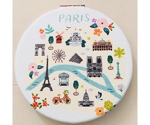 KIUB Miroir de Poche Rond Paris Tour Eiffel - Motif Paris Je t'adore - Tous Les Monuments de Paris Le Long de la Seine