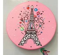 KIUB Miroir de Poche Rond Paris Tour Eiffel - Motif Tour Eiffel en Fleurs sur Fond Rose Clair