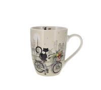 KIUB : Mug Arrondi motif Chat à Vélo 340ml Paris Tour Eiffel