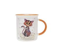 KIUB Mug avec des animaux de la ferme , des bois et des montagnes - motif chat marron stylisé - matière porcelaine fine - contenance 320ML