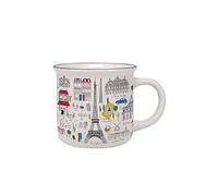 KIUB - Mug Paris Tour Eiffel - Motif Tous les symboles de Paris et de la France - matière porcelaine fine - contenance 355ML
