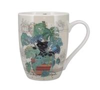 KIUB Mug porcelaine arrondi - motif chat se cachant dans des plantes - hauteur 10CM - contenance 340ML - boite assortie