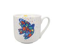 KIUB Mug porcelaine arrondi - motif oiseau stylisé symbole de paix - hauteur 9,5CM - contenance 470ML - boite assortie